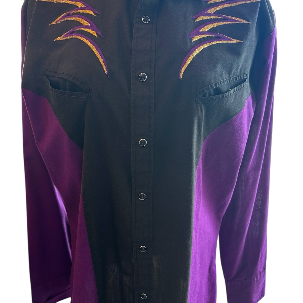 Purple and Black Button-Up Shirt